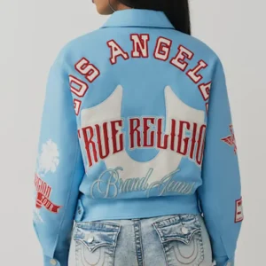 Branded Blue Leather Varsity Jacket Shop Now
