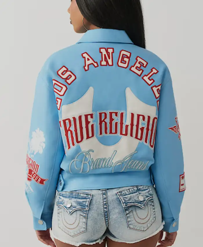 Branded Blue Leather Varsity Jacket Shop Now