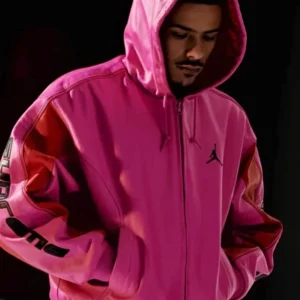Buy Supreme X Jordan 2026 Pink Hooded Leather Jacket