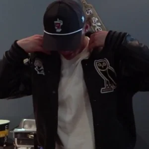 CHL50 Celebration OVO Black Leather Varsity Jacket