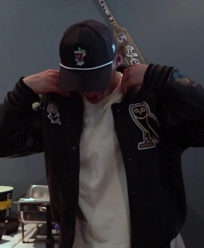 CHL50 Celebration OVO Black Leather Varsity Jacket
