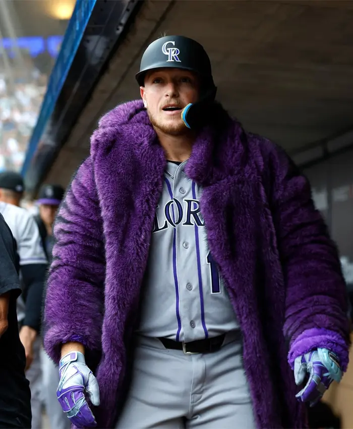 Colorado Rockies Hunter Goodman Purple Fur Coat