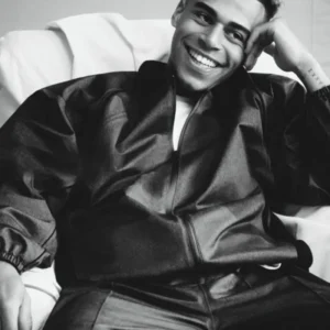 Désiré Doué Nike Atelier Black Leather Jacket