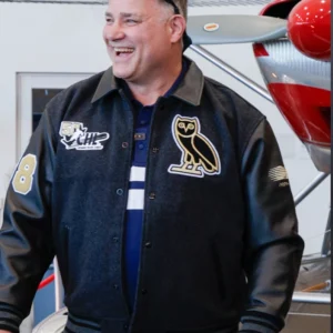 Get CHL50 Celebration OVO Black Leather Varsity Jacket