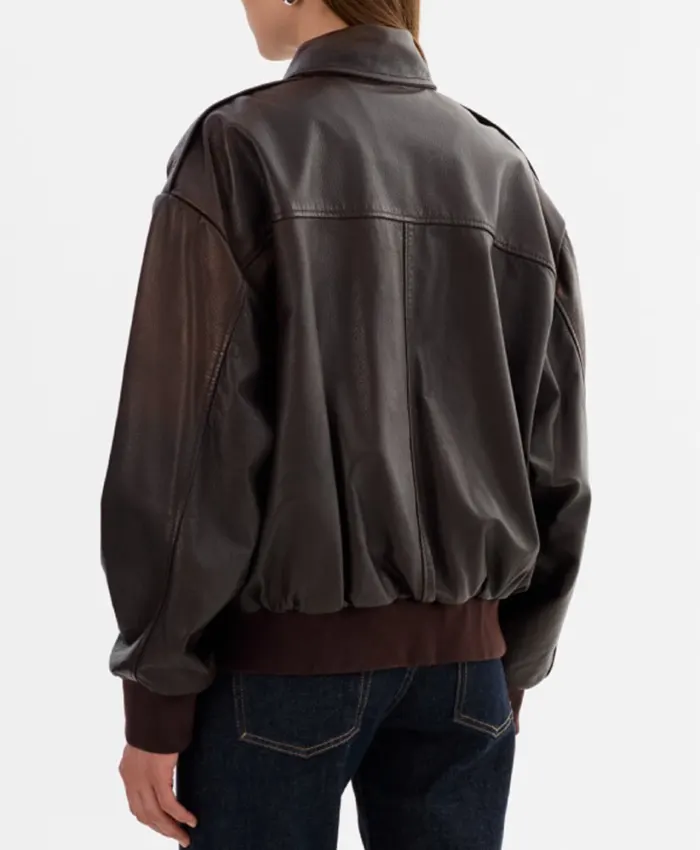 Get In the City Lindsay Hubbard Leather Bomber Jacket