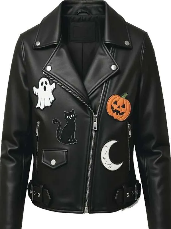 Ghost-Pumpkin-and-Cat-Patches-Halloween-Black-Biker-Leather-Jacket.webp