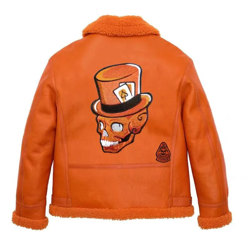 Halloween Orange Shearling Jacket - Image 4