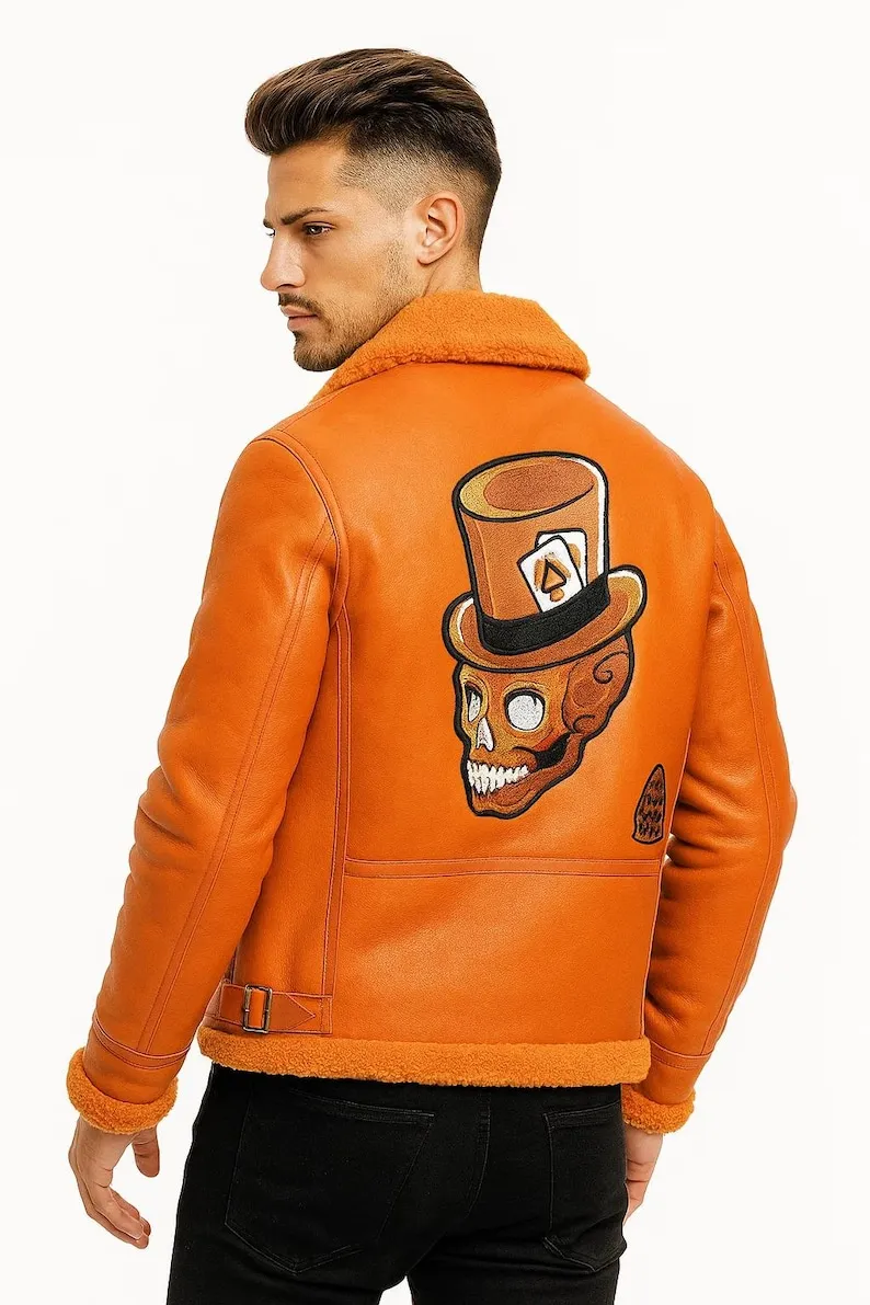 Halloween Orange Shearling Jacket - Image 2