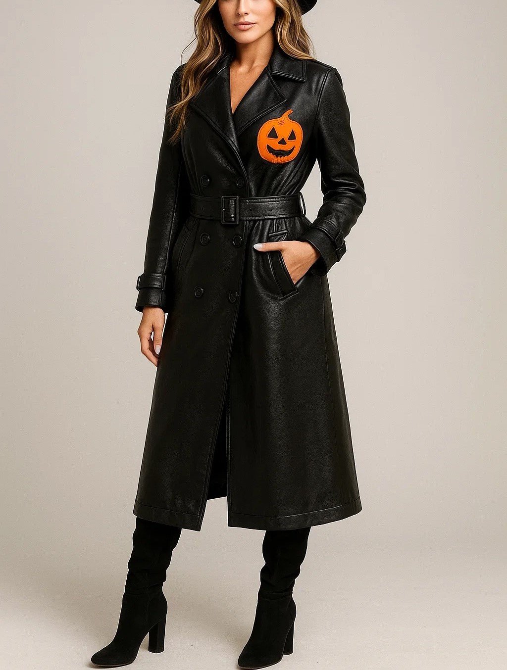 Halloween-Pumpkin-Style-Black-Trench-Coat-Handmade-Unisex-Genuine-Leather-Black-Long-Coat-front.jpeg