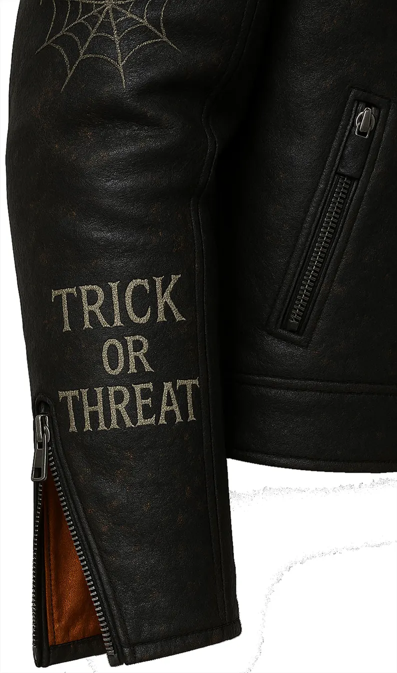 Halloween-Specter-Leather-Jacket-Glow-in-Dark-Webs-Gothic-Bats-close.webp