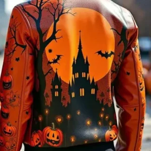 Haunted Castle Halloween Leather Jacket