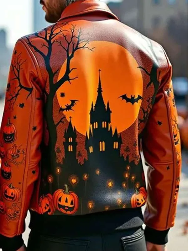 Haunted Castle Halloween Leather Jacket