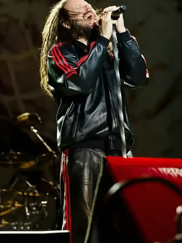 Jonathan Davis Black Leather Tracksuit