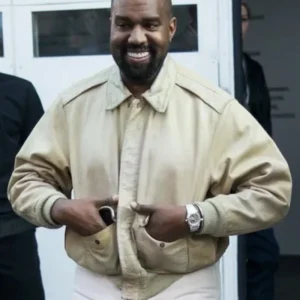 Kanye West Vintage 1980s Avirex Beige Leather Jacket