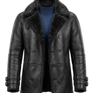 Leon Kennedy Resident Evil DSO Agent Black Shearling Leather Jacket