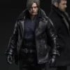 Leon Kennedy's DSO Agent Black Shearling Leather Jacket