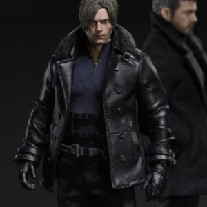 Leon Kennedy's DSO Agent Black Shearling Leather Jacket