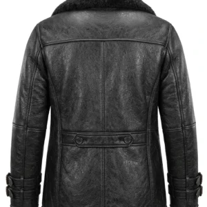 Leon Kennedy's DSO Agent Black Shearling Leather Jacket For Sale