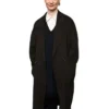 Leviticus 2026 Mia Wasikowska Black Wool Coat