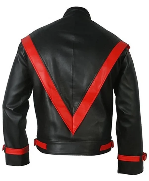 Michael Jackson Red Stripe Black Leather Jacket - Image 3