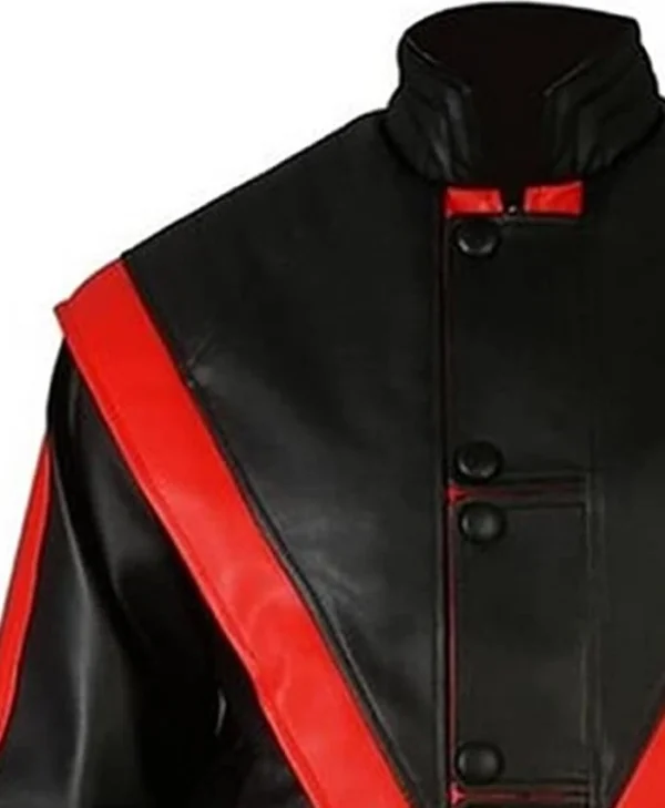 Michael Jackson Red Stripe Black Leather Jacket - Image 4