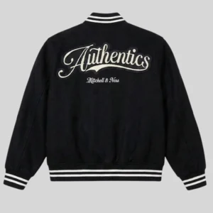 Mitchell & Ness Black Authentic Branded Wool Varsity Jacket Buy Now