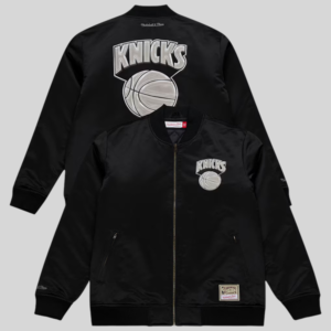 Mitchell & Ness Knicks Black Chrome Satin Bomber Jacket