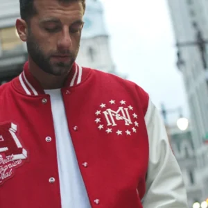 Mitchell & Ness Red Authentic Branded Letterman Jacket