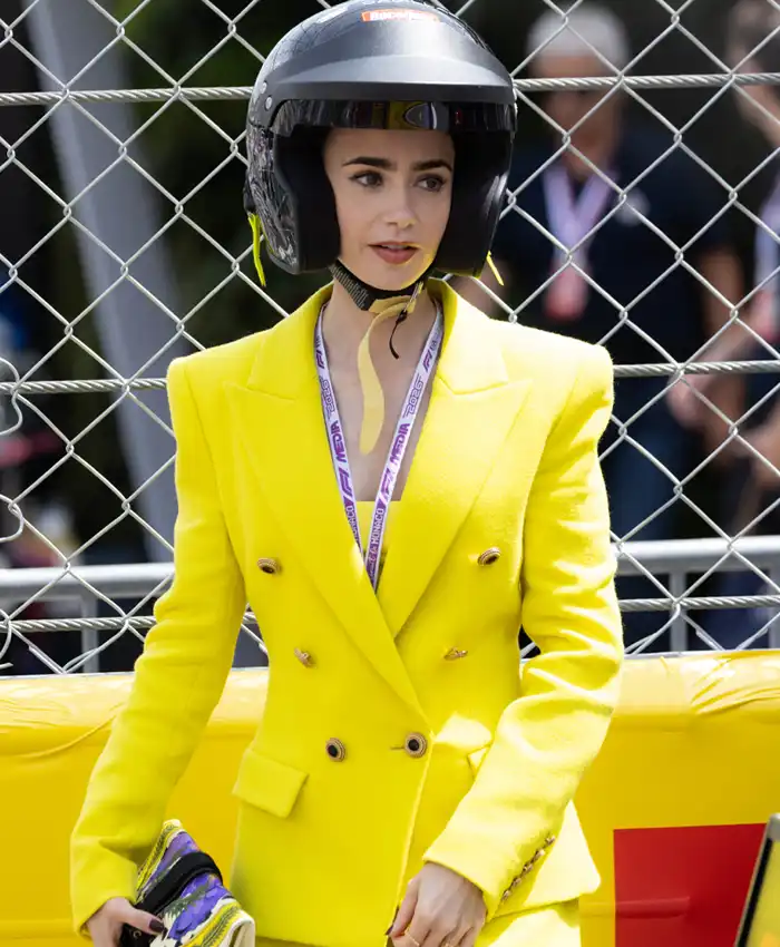 Monaco GP 2026 Lily Collins Yellow Blazer