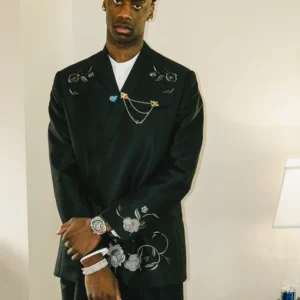 NBA Draft 2026 AJ Dybantsa Black Floral-Embroidered Suit for sale