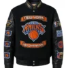 NY Knicks 2026 NBA Champions Black Wool & Leather Jacket