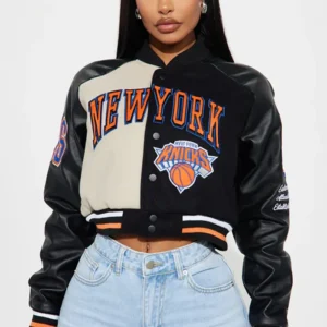 NY Knicks Jump Shot Black Bomber Jacket