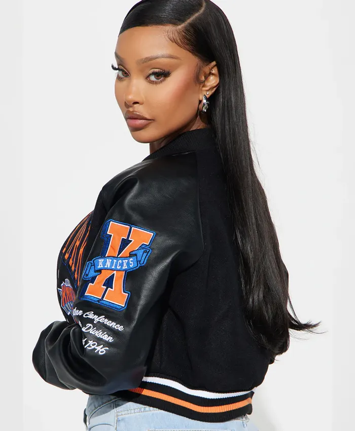 NY Knicks Jump Shot Black Bomber Jacket For Sale