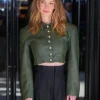 NYC 2026 Betty Gilpin Cropped Leather Jacket