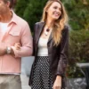 NYC 2026 Blake Lively Burgundy Leather Blazer