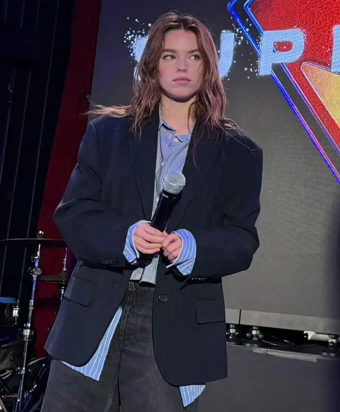 NYC Supergirl Event Milly Alcock Blazer