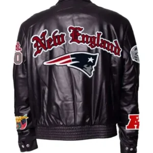New England Patriots Black Leather Jacket For sale