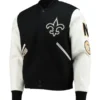 New Orleans Saints Logo Black And White Varsity Jacket
