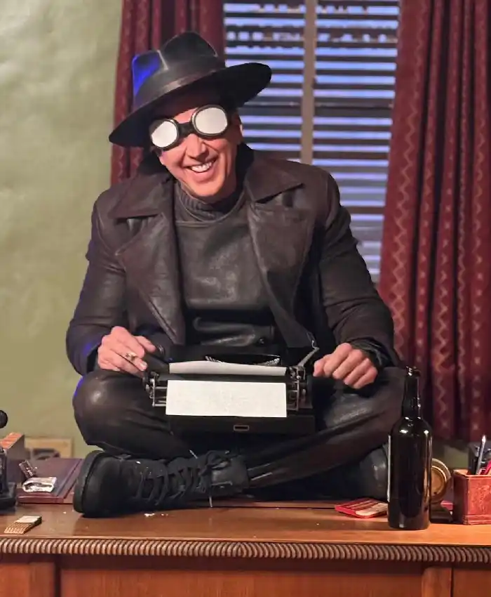 Nicolas Cage New look Spider Noir Leather Coat
