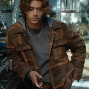 Off Campus S01 John Logan Brown Checkerd Jacket for sale