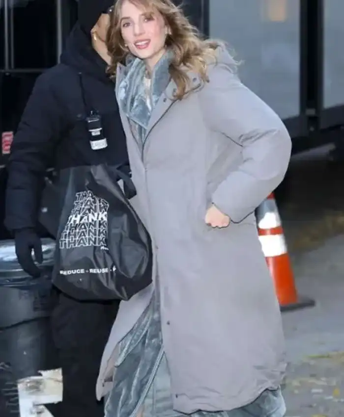 One Night Only 2026 Maya Hawke Grey Coat For Sale