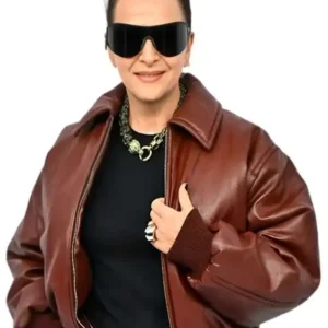 Paris Fashion Week Juliette Binoche Leather Jacket For Sale