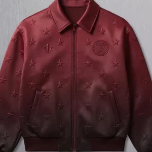 Qatar Airways Paris Red Leather Jacket