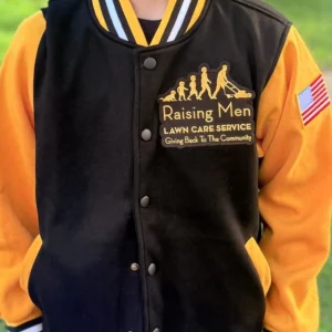 Rising Man Lawn Care Service Varsity Jacket
