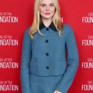 SAG-AFTRA 2026 Elle Fanning Blue Tweed Jacket