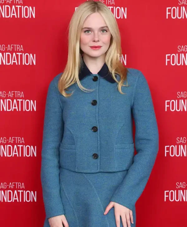 SAG-AFTRA 2026 Elle Fanning Blue Tweed Jacket