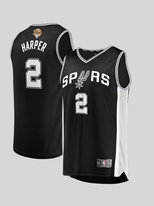 San Antonio Spurs Dylan Harper 2026 NBA Finals Patch Fast Break Jersey