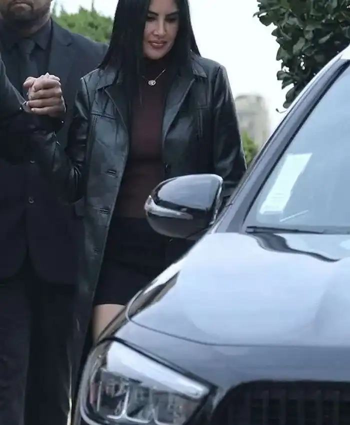 Shop Michelle Saniei LA Street Style 2026 Leather Trench Coat