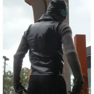 Spiderm Noir Double Breasted Black Leather Vest for sale