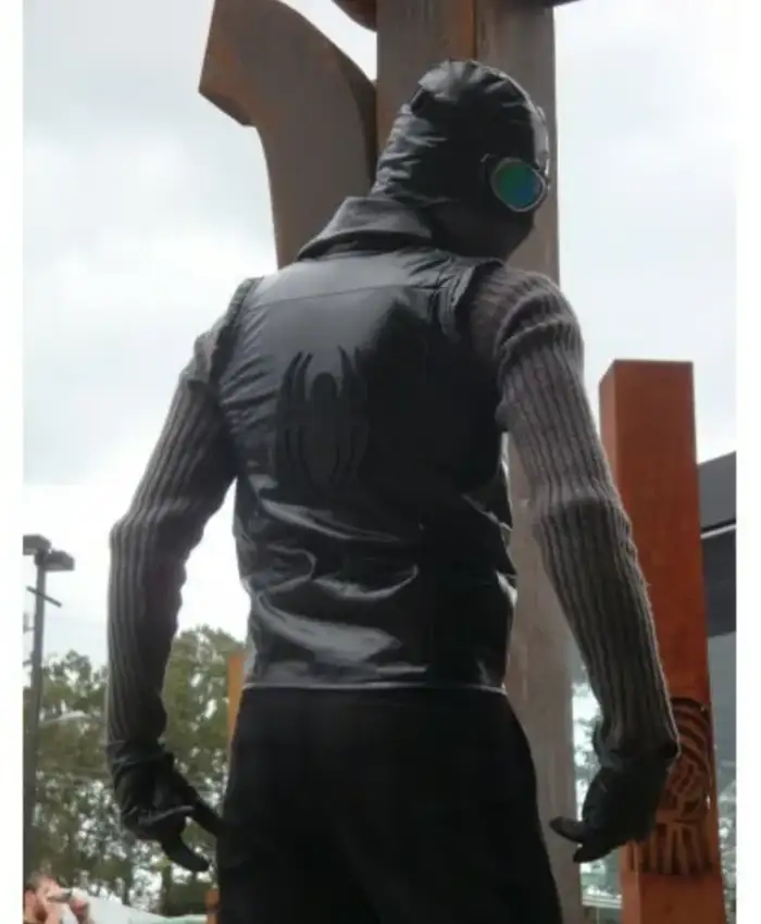 Spiderm Noir Double Breasted Black Leather Vest for sale